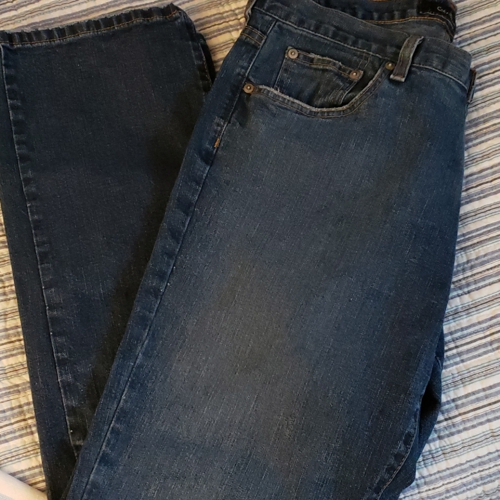 Calvin Klein jeans, dark, bootcut, regular fit distressed cuff & pockets
